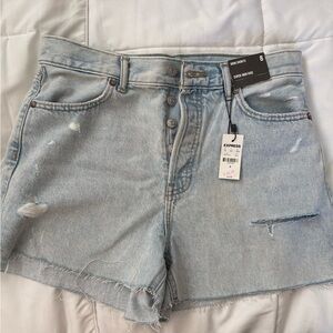 Express Light Wash Distressed High-Rise Denim Shorts